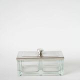 Silver-plated and glass condiment pot, 1930