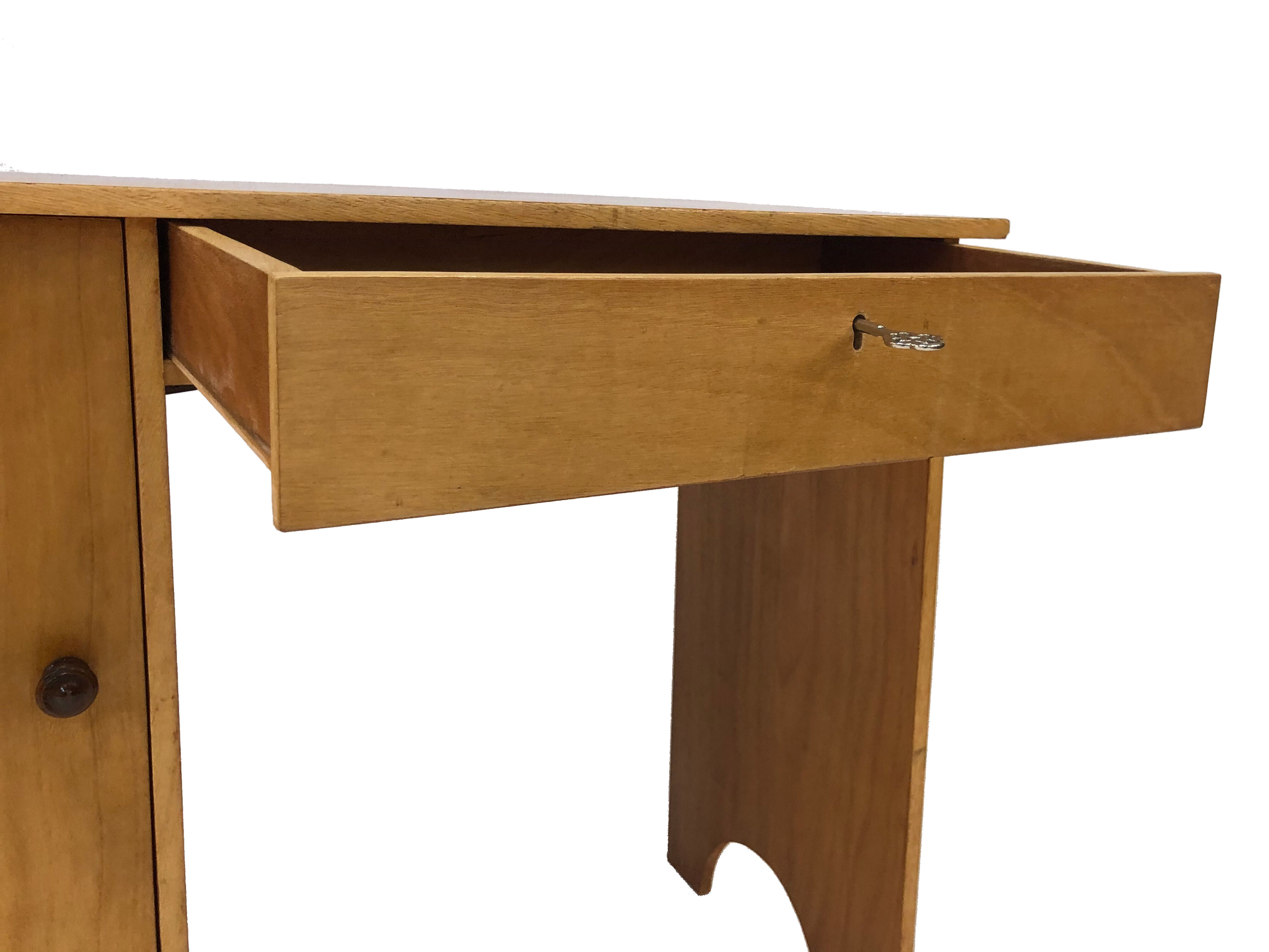 Art deco birch wood compact desk 1960
