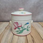 Small covered pot Sarreguemines with an old floral design – vintage charm
