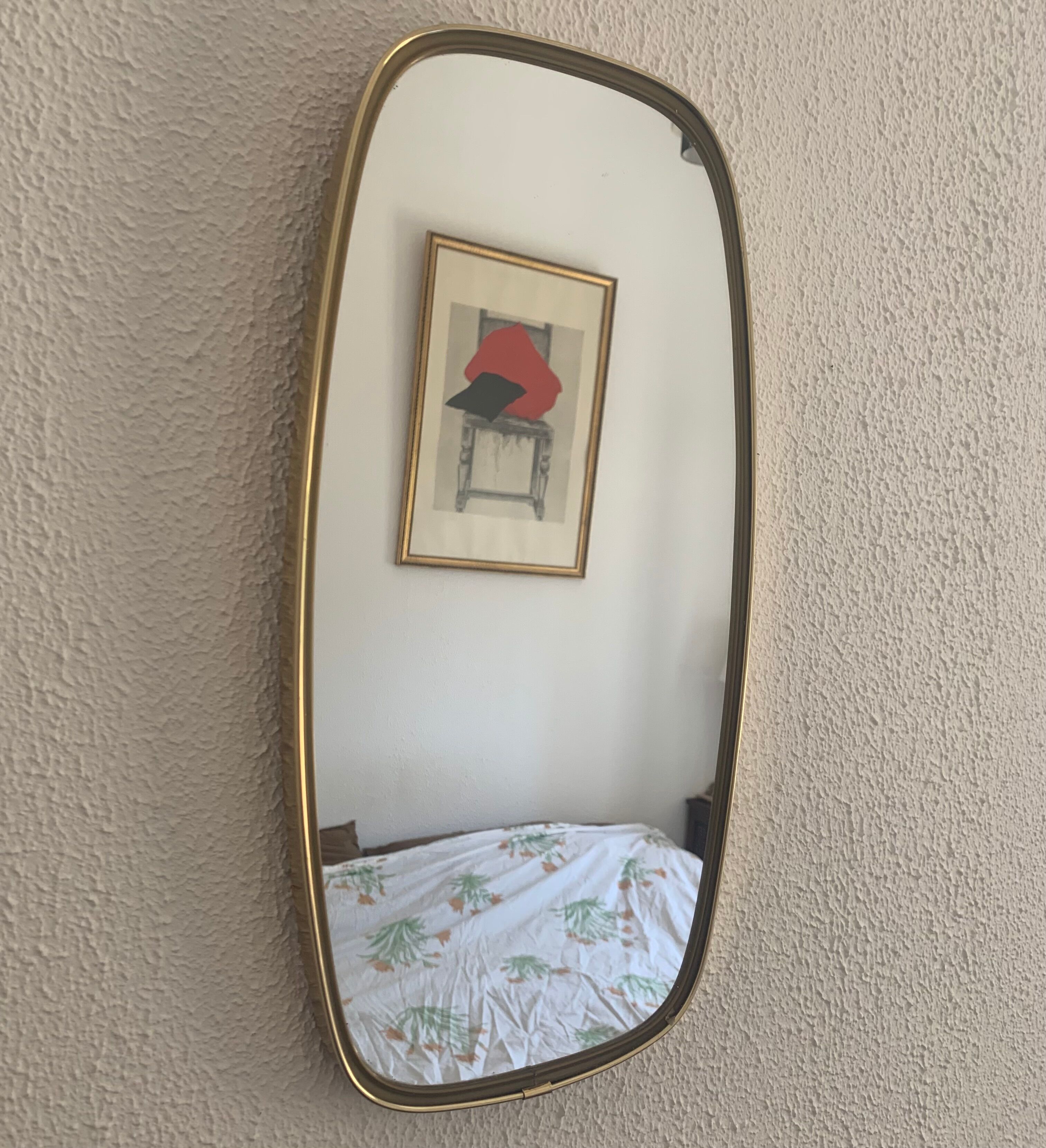 Vintage mirror 1960 asymmetrical mirror - 46 x 24 cm