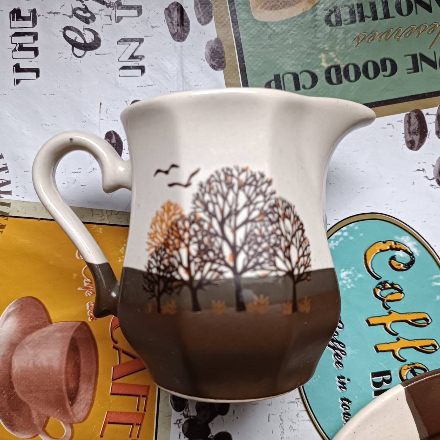 Service à café et dessert complet 21 pièces en céramique - Décor japonisant