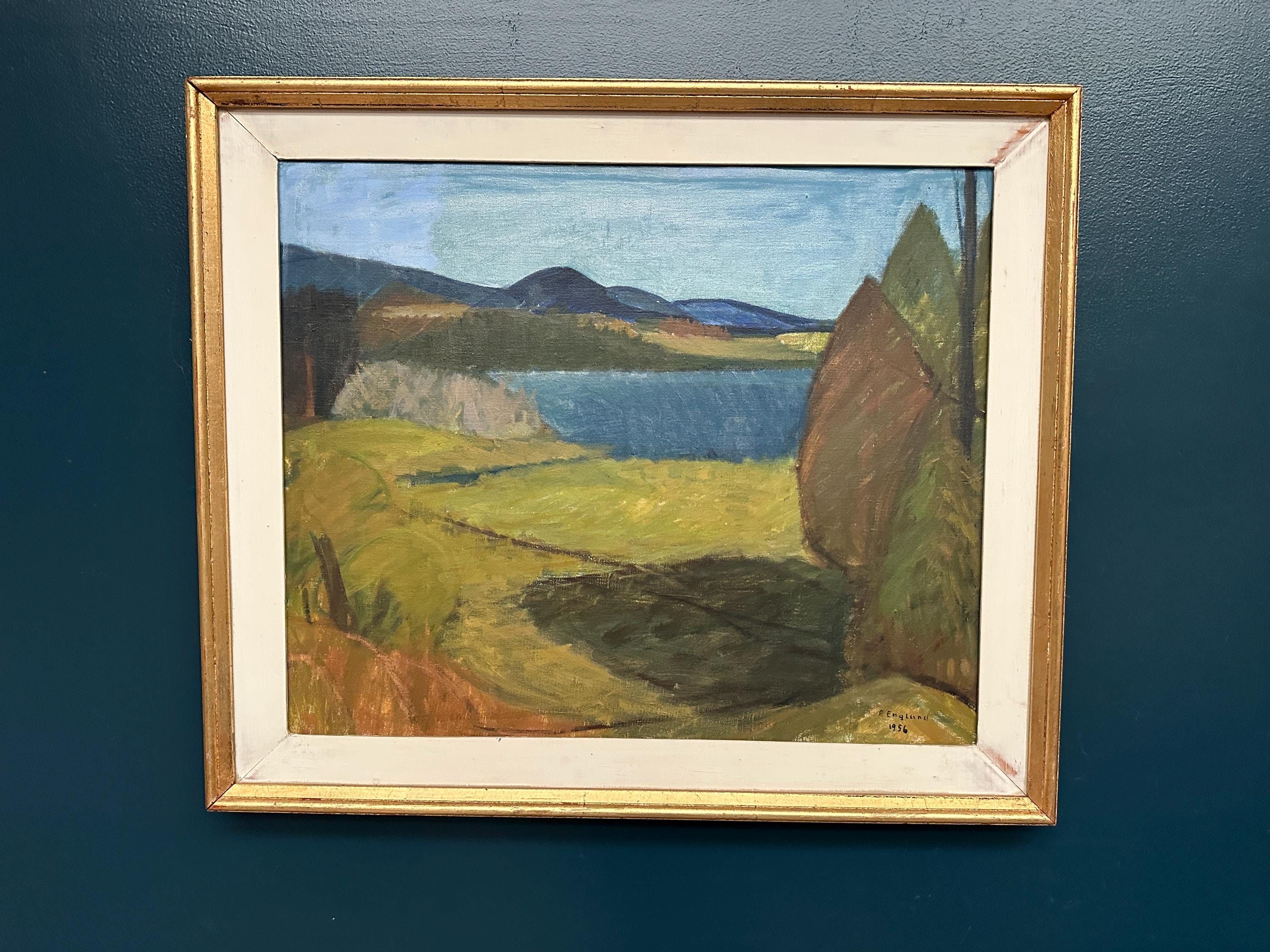 Swedish Oil on Canvas – “Landscape” by Per Englund – 1956