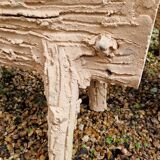Pair of faux wood cement planters