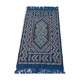 Tapis bleu à motifs multicolores tissés mains en laine naturelle