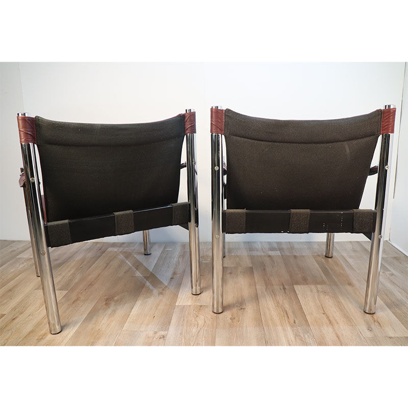 Pair of vintage Safari armchairs by Borje Johanson 1970