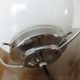 Hanging lamp Bauhaus white opaline ball and chrome metal 30 40 years