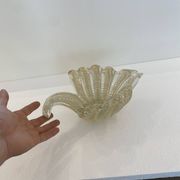 Murano Barovier 'Zebrati' Decor Glass Shell Bowl Hollywood Regency, 1960s