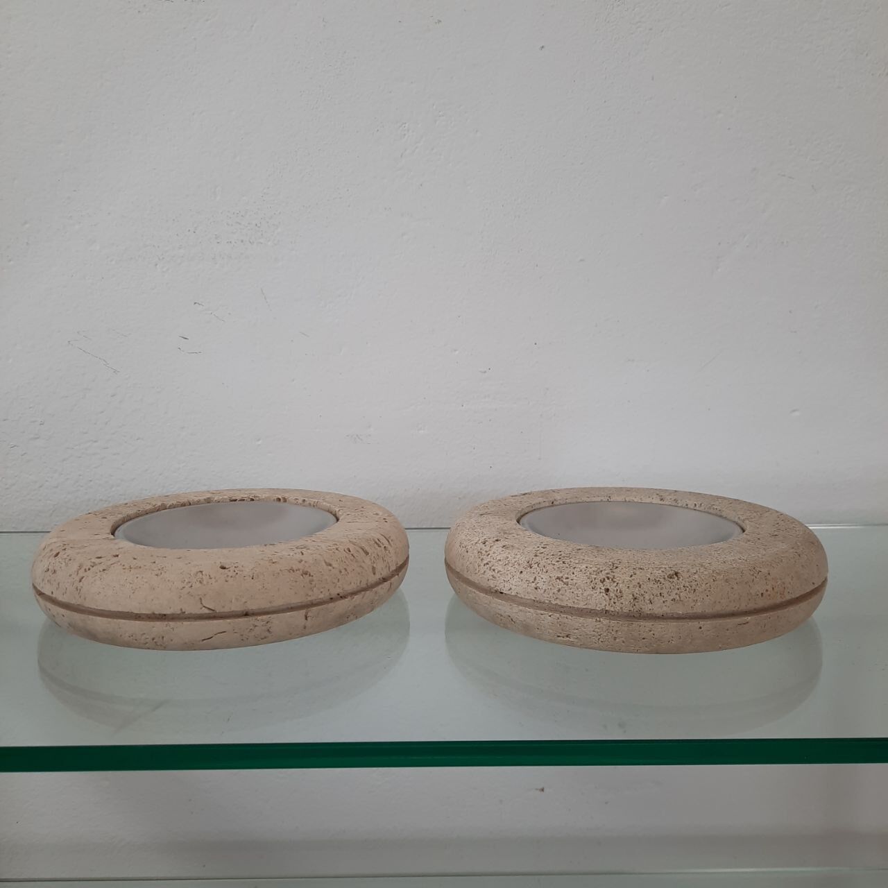 Pair of valet trays - 1980s - travertine