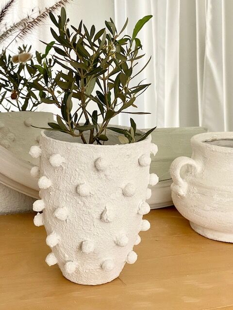 Vase vintage relooké blanc