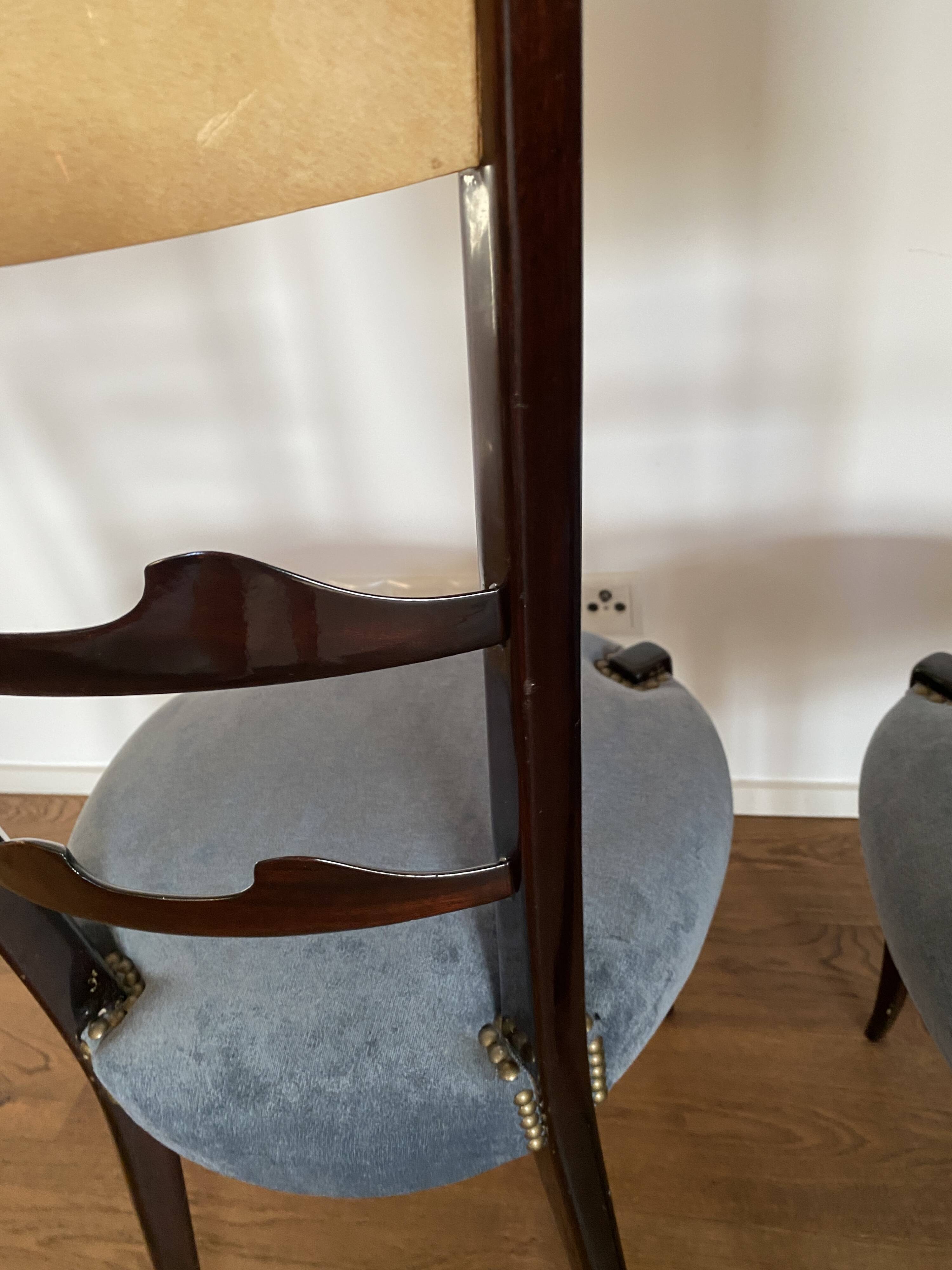 Set of four Italian Mid-Century Modern High Back dining chairs by Aldo Tura