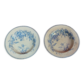 Lot de deux assiettes creuses en porcelaine anglaise HB