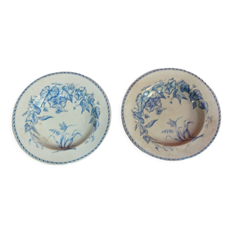 Lot de deux assiettes creuses en porcelaine anglaise HB