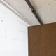 1950s Mid-Century Modern oak armoire with two doors and two drawers.