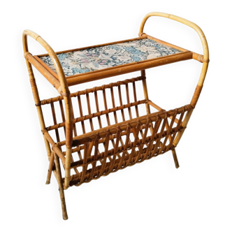 Vintage magazine rack, nightstand, bedside, rattan