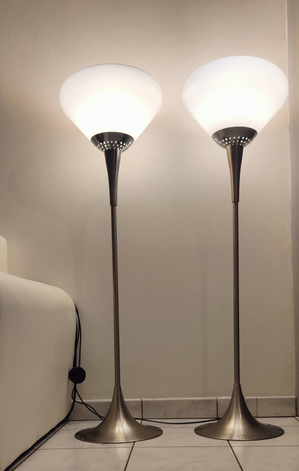 Pair of Italian floor lamps 1980 Murano glass