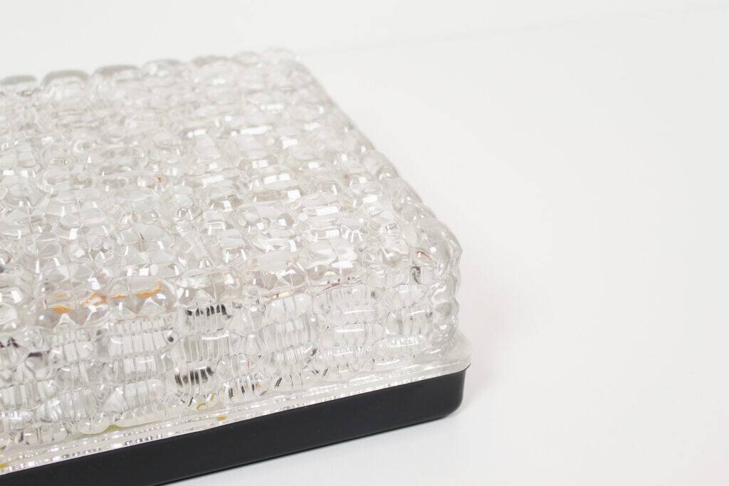 Vintage ice glass flush mount light by ERCO