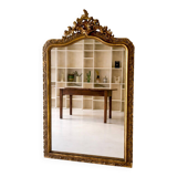 Antique Louis XV rococo mirror with a gilded pediment - 156 x 98 cm