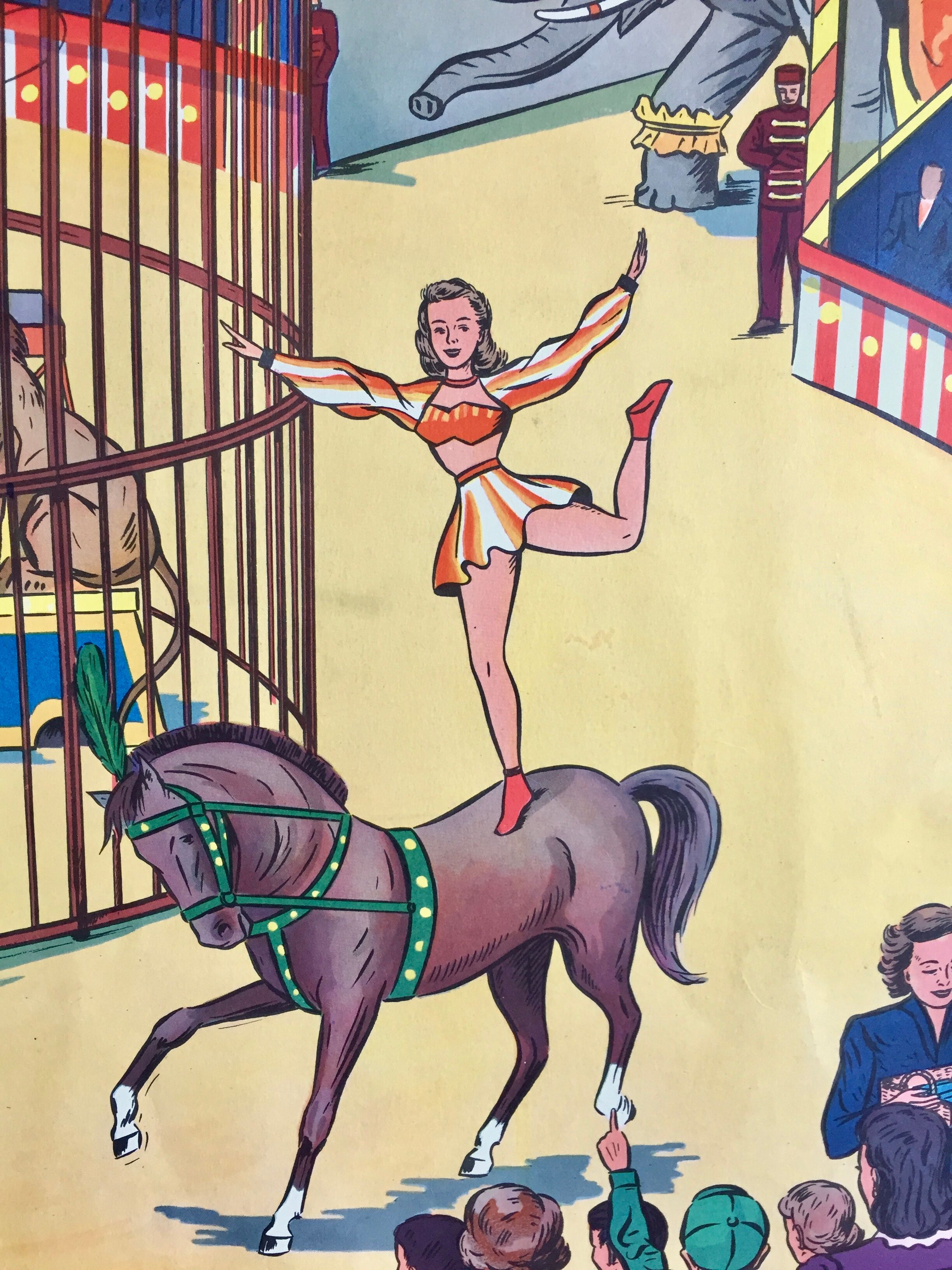 Educational poster Rossignol vintage circus years 60