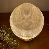 Lampe à poser globe vintage en verre holophane