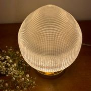 Vintage globe table lamp in holophane glass