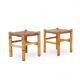Rattan and woven straw stools, 1960s, set of 2