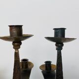 Hammered steel candle holder