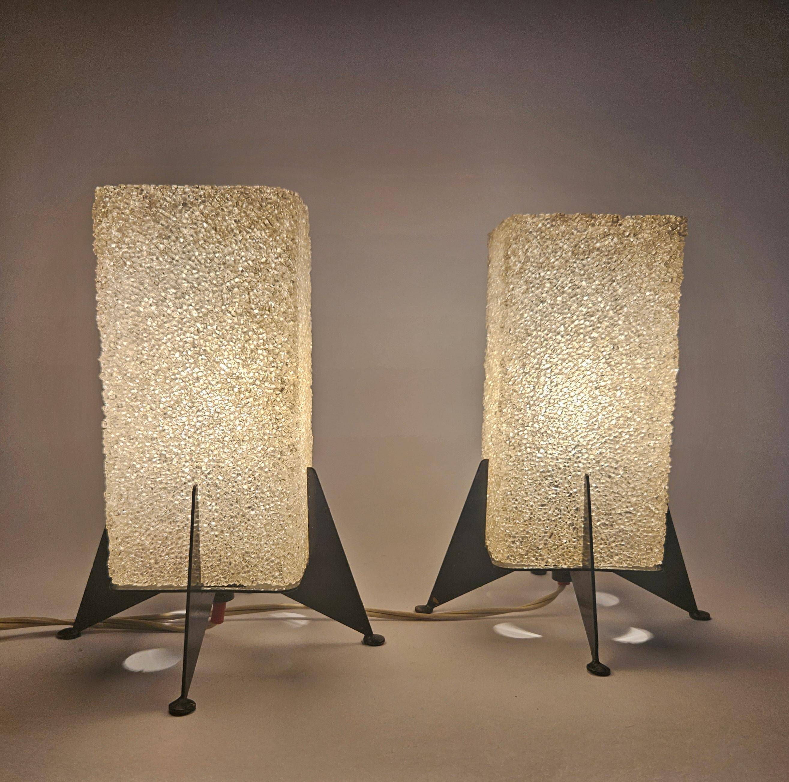 Paire de lampes de table rares des années 1970 Pokrok Zilina, Rocket.