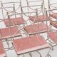 Maison Jansen rare set of 12 steel brass pink velvet chairs 1960