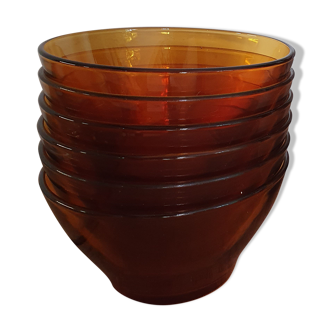Lot de 6 bols en verre ambré