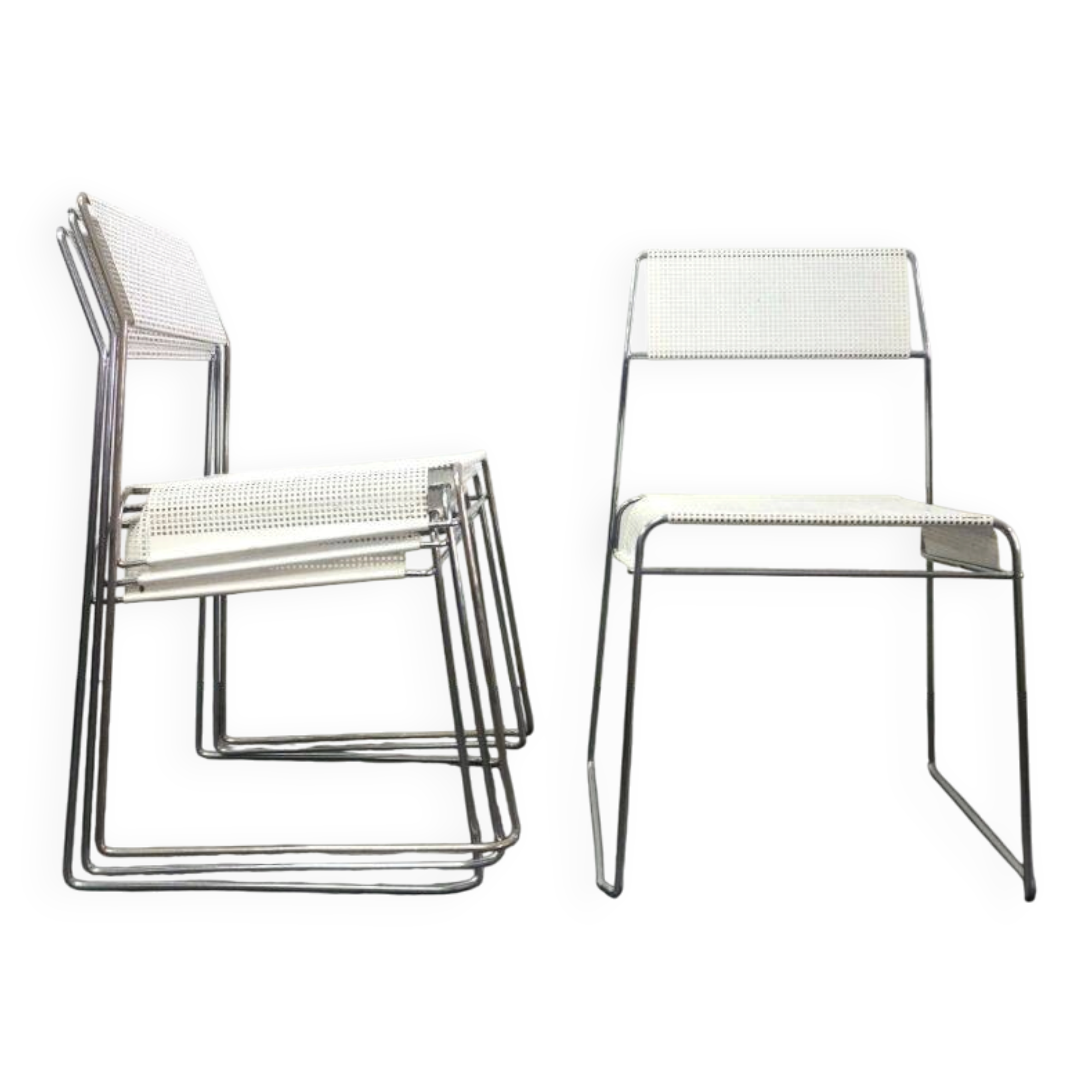 Set of 4 metal chairs, 1970s
