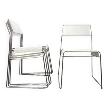Ensemble de 4 chaises métalliques, années 70