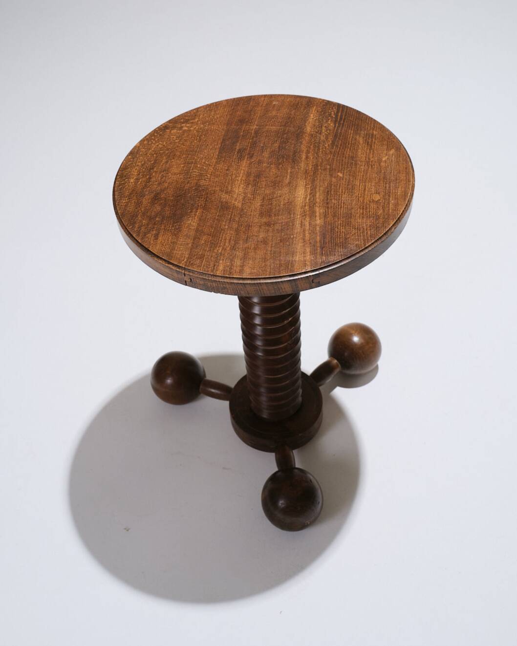 Art deco oak pedestal table, charles dudouyt, 1930s