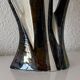 Large vintage black and white vase in ceramic and signed, from the 60s