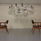 Large chromed spider Sputnik lamp with 24 hand-blown ice glass balls from Ott International, Germany, 1960s.