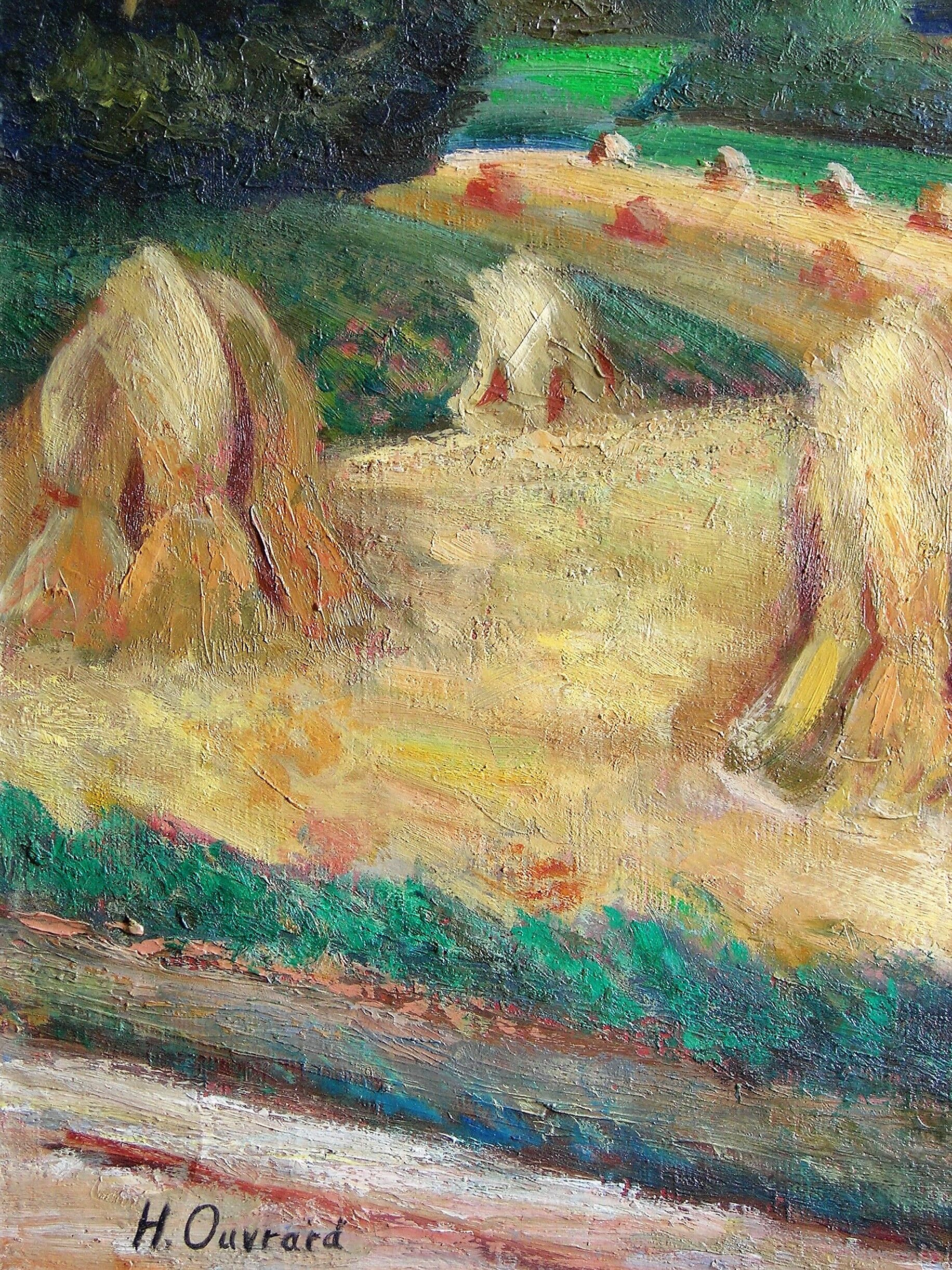 Countryside landscape at the harvest of H.Ouvrard (XXth)