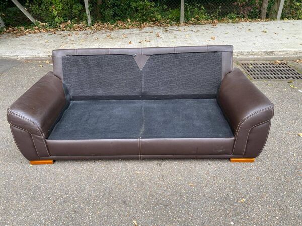 Canapé scandinave 3 places en cuir marron 200cm