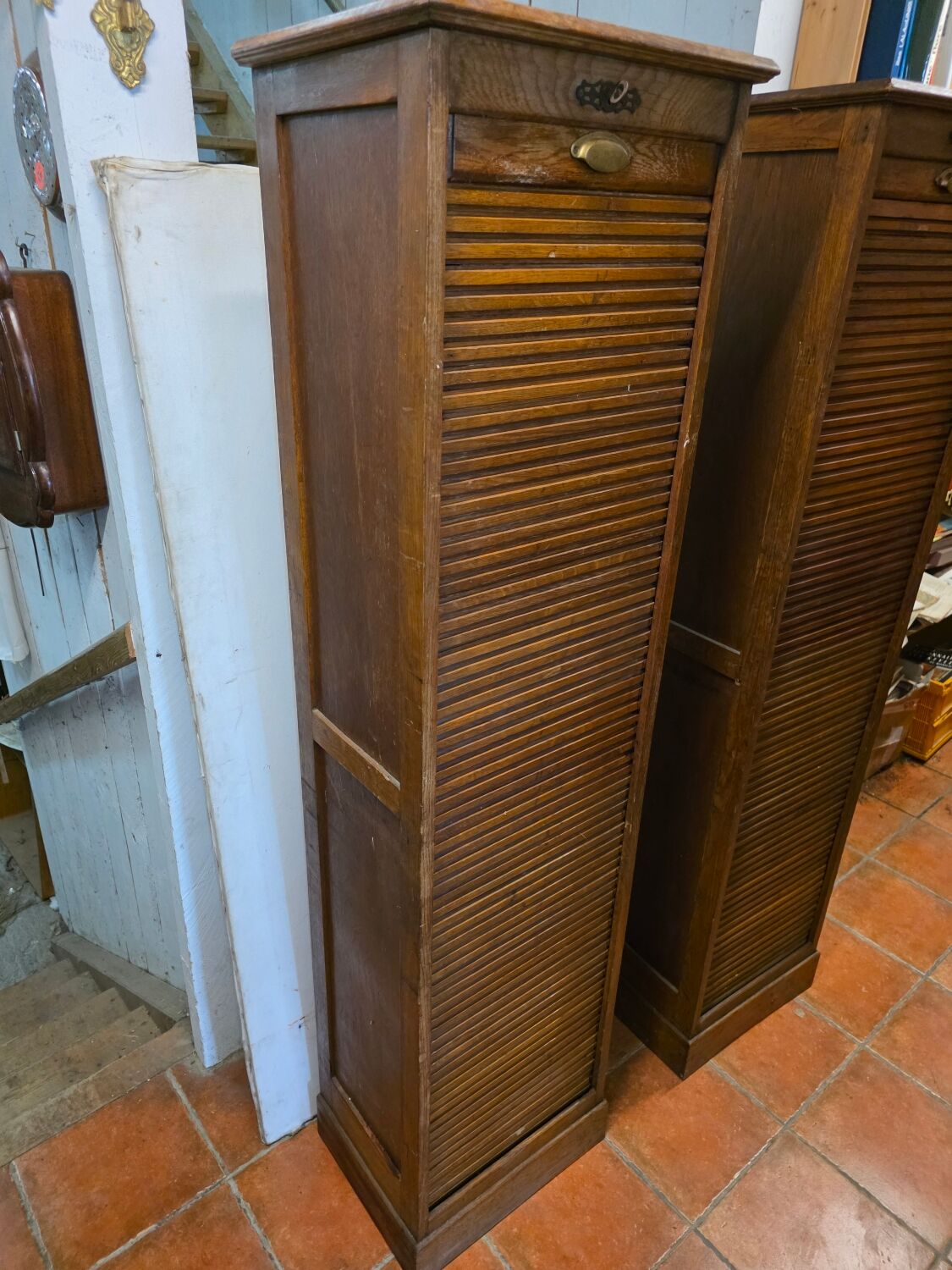 Pair of oak curtain file cabinets