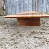 Vintage Yew Wood Bench with 3 Cushions