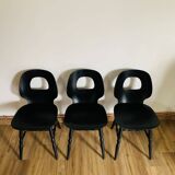 Set of 3 black Baumann eye model chairs