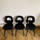 Ensemble de 3 chaises noires modèle œil de Baumann