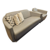 3 seater sofa, 2 seater and an armchair in grey leather Very thick Calia Italia