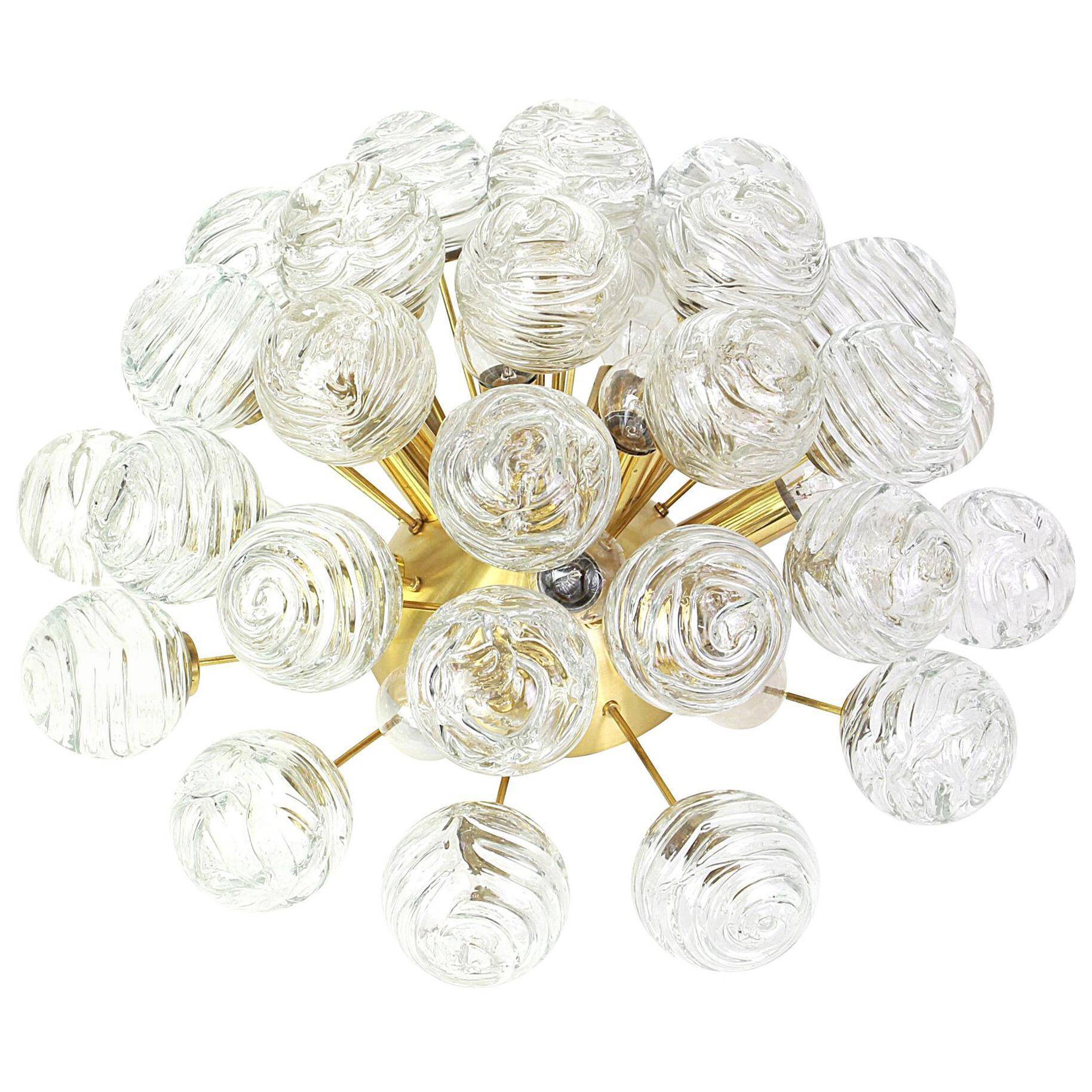 Sputnik ceiling lights with glass snowballs by Doria, Germany, 1970s