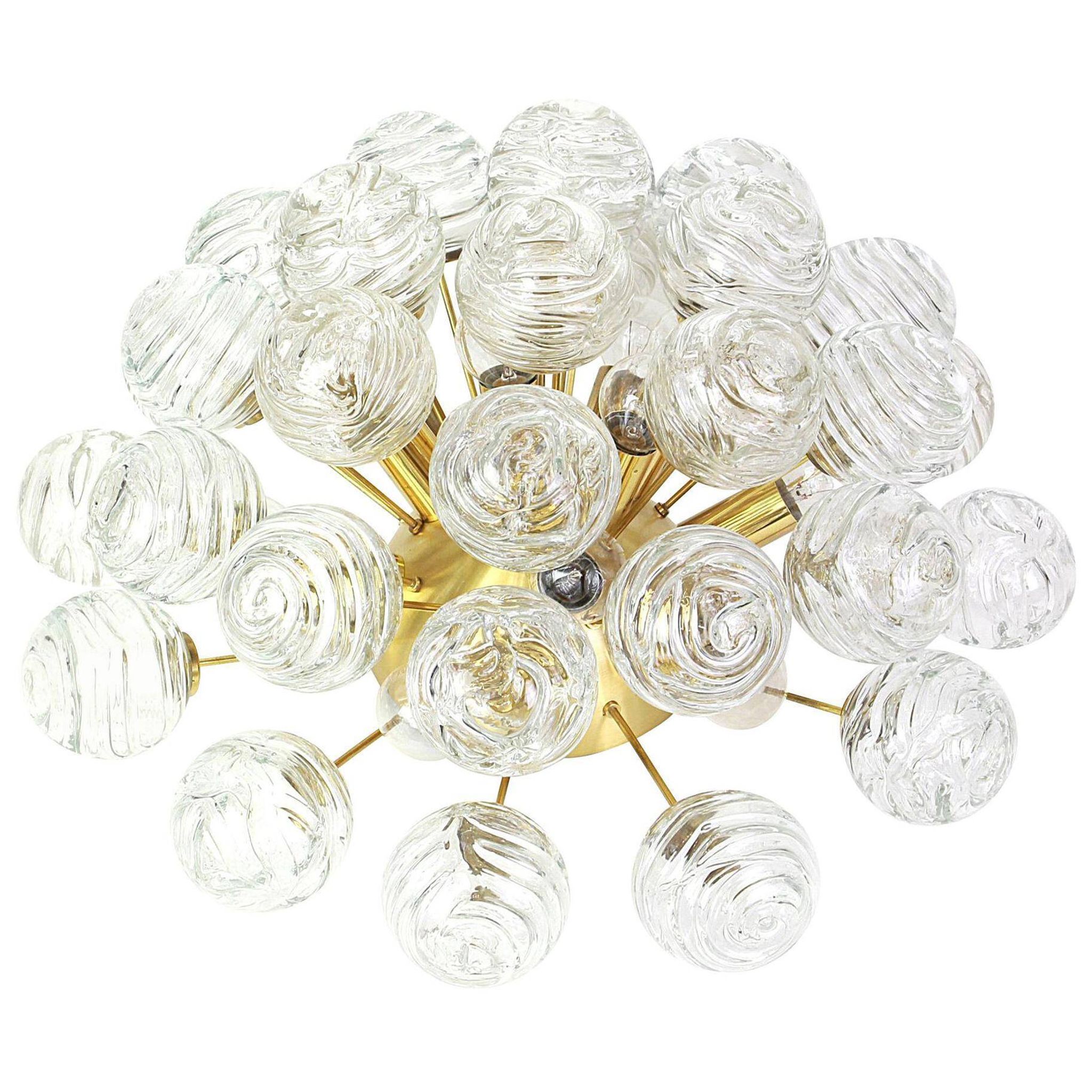 Sputnik ceiling lights with glass snowballs by Doria, Germany, 1970s