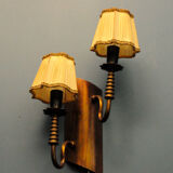 Two-arm copper wall lamp