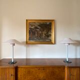 Cini Boeri, 2 Pink glass "Chiara" Table Lamp, Venini Murano, Italy, 1984