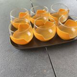 Set of 6 coffee cups and vintage tray
