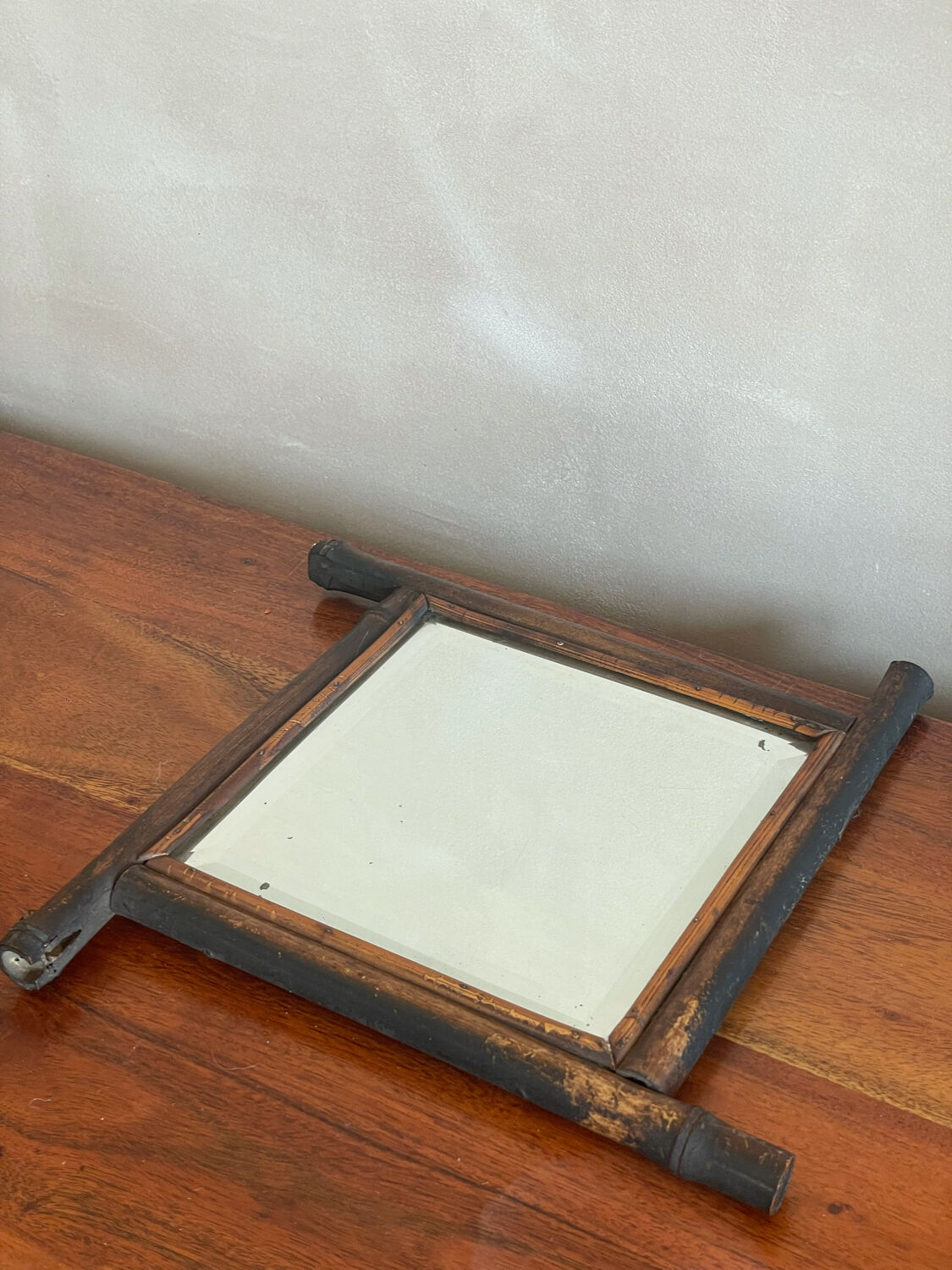 Beveled bamboo mirror