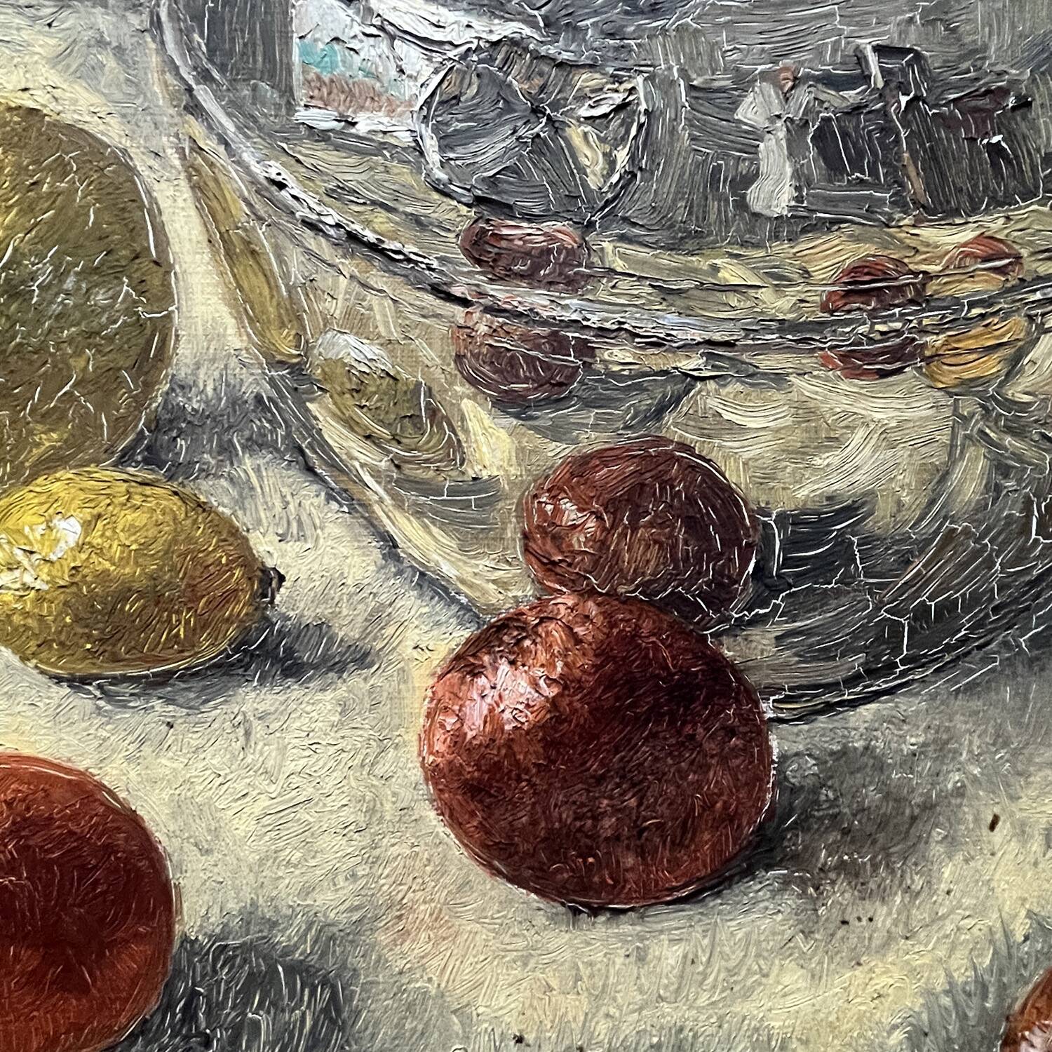 Painting 60's "The Silver Jug" signed Guénégueau