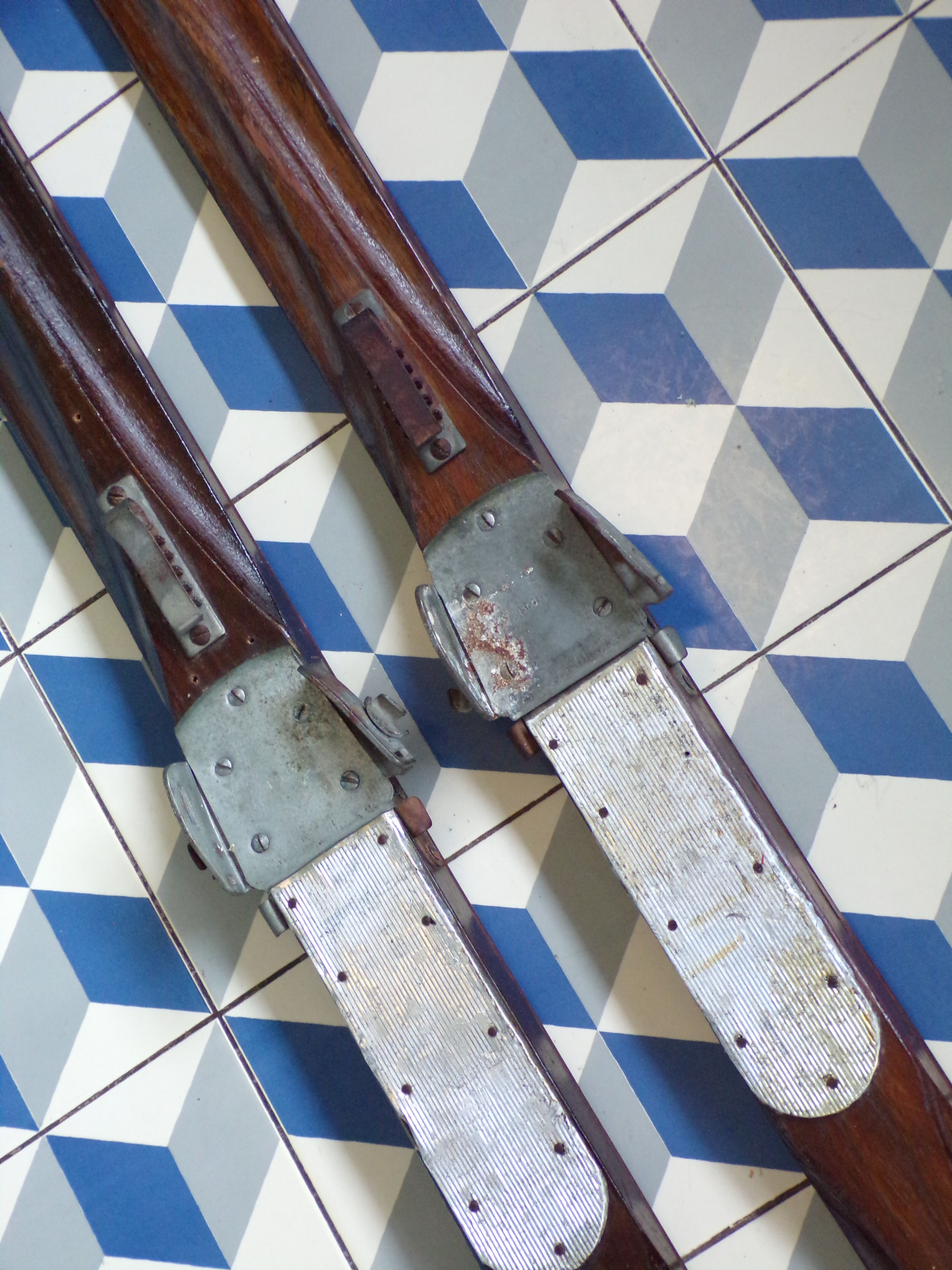 Pair of vintage wooden skis