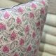 Coussin indien block print fleurs "fleur" - rose/blanc